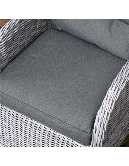 Outsunny Garden PE Rattan Dining Sofa Set, Outdoor 4 Seater Wicker Furniture, High Back Chairs with Cushions, Tempered Glass Cof