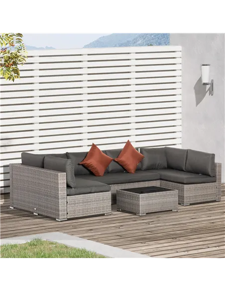Outsunny Four-Piece Half-Square Rattan Sofa Set - Mixed Grey