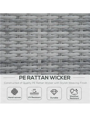 Outsunny Four-Piece Half-Square Rattan Sofa Set - Mixed Grey