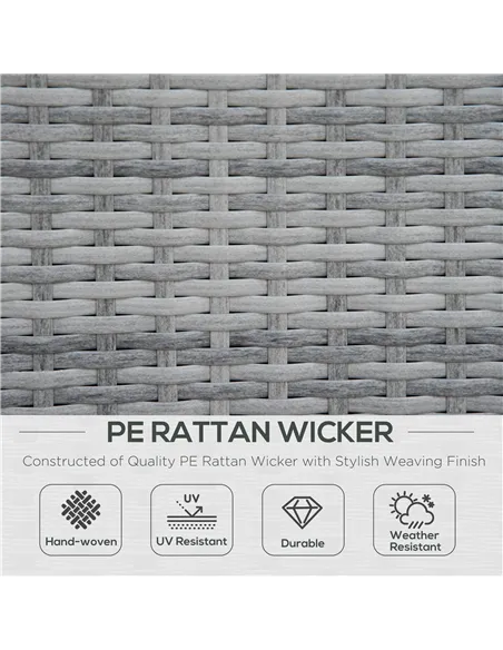 Outsunny Four-Piece Half-Square Rattan Sofa Set - Mixed Grey