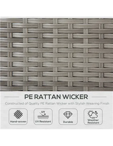 Outsunny 3 Pieces Outdoor PE Rattan Sofa Set, Patio Wicker Conversation Chaise Lounge Furniture w/ Tempered Glass Table-top & So