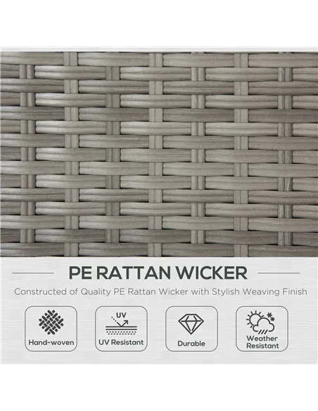 Outsunny 3 Pieces Outdoor PE Rattan Sofa Set, Patio Wicker Conversation Chaise Lounge Furniture w/ Tempered Glass Table-top & So