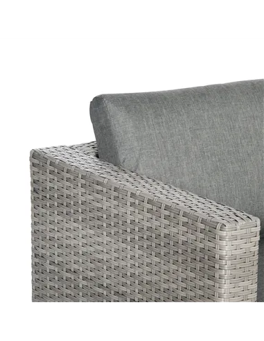 Outsunny 3 Pieces Outdoor PE Rattan Sofa Set, Patio Wicker Conversation Chaise Lounge Furniture w/ Tempered Glass Table-top & So