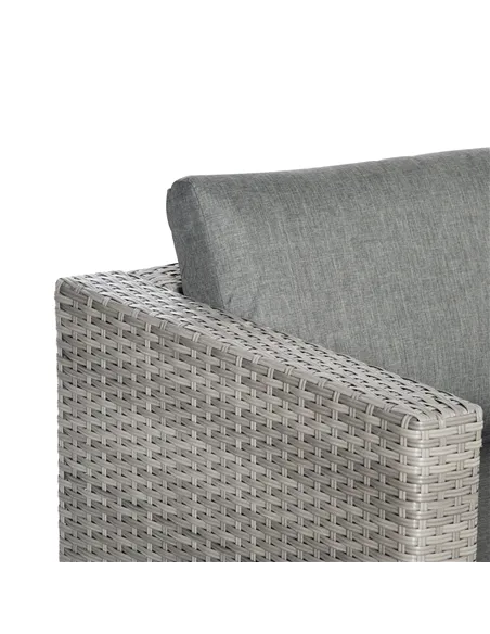 Outsunny 3 Pieces Outdoor PE Rattan Sofa Set, Patio Wicker Conversation Chaise Lounge Furniture w/ Tempered Glass Table-top & So