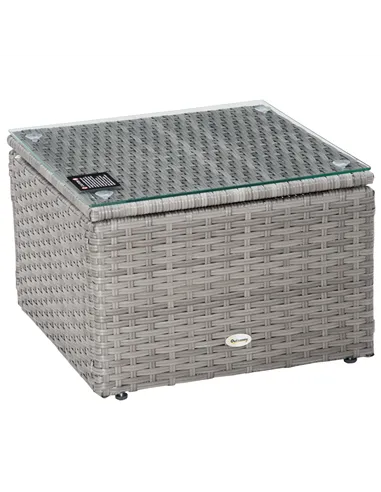 Outsunny 3 Pieces Outdoor PE Rattan Sofa Set, Patio Wicker Conversation Chaise Lounge Furniture w/ Tempered Glass Table-top & So