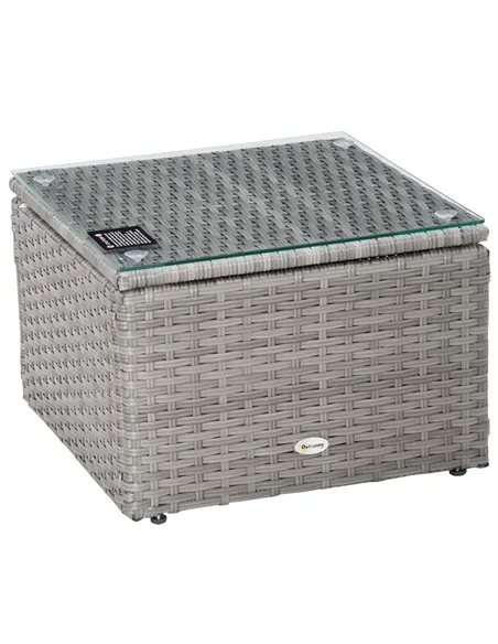 Outsunny 3 Pieces Outdoor PE Rattan Sofa Set, Patio Wicker Conversation Chaise Lounge Furniture w/ Tempered Glass Table-top & So