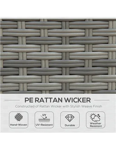 Outsunny Seven-Piece Rattan Garden Sofa Set, with Expanding Table - Grey