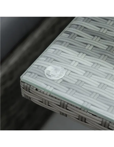 Outsunny Seven-Piece Rattan Garden Sofa Set, with Expanding Table - Grey