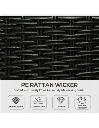 Outsunny 5 Seater Rattan Garden Furniture Set, 2 Armchairs, 3-Seater Wicker Sofa, 2 Footstools and Glass Table, 6 Piece Patio Ra