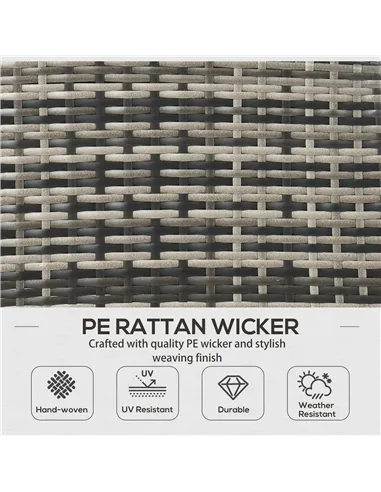 Outsunny 5 Seater Rattan Garden Furniture Set, 2 Armchairs, 3-Seater Wicker Sofa, 2 Footstools and Glass Table, 6 Piece Patio Ra