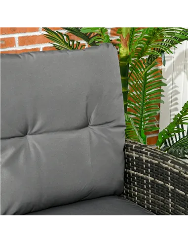 Outsunny 5 Seater Rattan Garden Furniture Set, 2 Armchairs, 3-Seater Wicker Sofa, 2 Footstools and Glass Table, 6 Piece Patio Ra