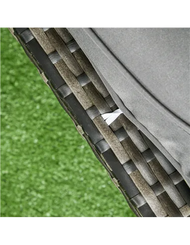 Outsunny 5 Seater Rattan Garden Furniture Set, 2 Armchairs, 3-Seater Wicker Sofa, 2 Footstools and Glass Table, 6 Piece Patio Ra