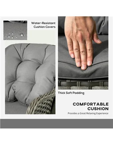 Outsunny Four-Piece Rattan Sofa Set, with Glass-Top Table - Mixed Grey