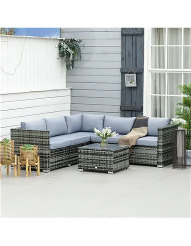 Outsunny Four-Piece Rattan Sofa Set - Grey