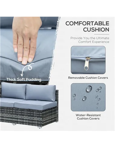 Outsunny Four-Piece Rattan Sofa Set - Grey