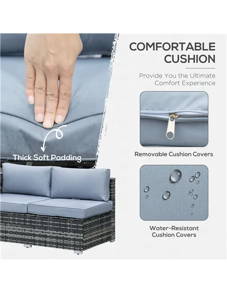 Outsunny Four-Piece Rattan Sofa Set - Grey