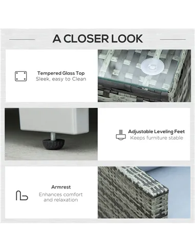 Outsunny Four-Piece Rattan Sofa Set - Grey