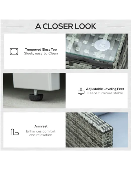 Outsunny Four-Piece Rattan Sofa Set - Grey