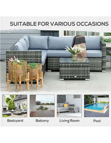 Outsunny Four-Piece Rattan Sofa Set - Grey