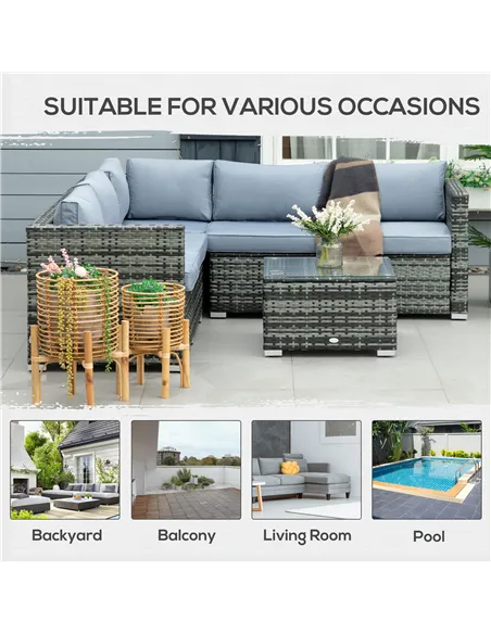 Outsunny Four-Piece Rattan Sofa Set - Grey