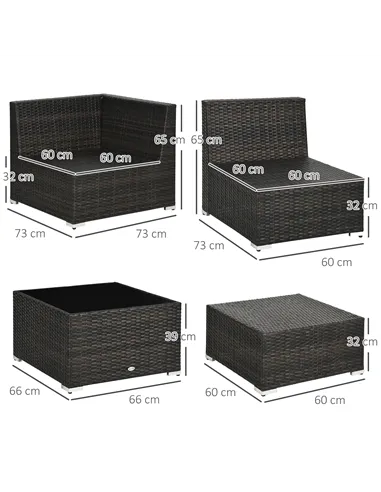 Outsunny 7-Seater PE Rattan Corner Sofa Set, Garden Furniture Set, Patio Wicker Sofa Seater w/ Cushion, Washable Cushion Cover &