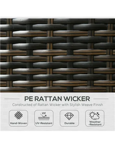 Outsunny 7-Seater PE Rattan Corner Sofa Set, Garden Furniture Set, Patio Wicker Sofa Seater w/ Cushion, Washable Cushion Cover &