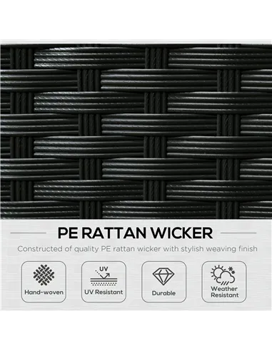 Outsunny 8 Pieces PE Rattan Corner Sofa Set, Outdoor Garden Furniture Set, Patio Wicker Sofa Seater w/ Cushion, Washable Cushion