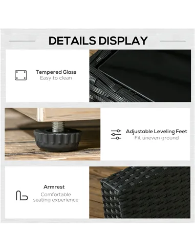 Outsunny 8 Pieces PE Rattan Corner Sofa Set, Outdoor Garden Furniture Set, Patio Wicker Sofa Seater w/ Cushion, Washable Cushion