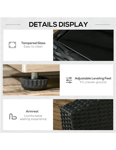 Outsunny 8 Pieces PE Rattan Corner Sofa Set, Outdoor Garden Furniture Set, Patio Wicker Sofa Seater w/ Cushion, Washable Cushion