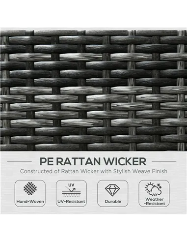 Outsunny 8 Pieces PE Rattan Corner Sofa Set, Outdoor Garden Furniture Set, Patio Wicker Sofa Seater w/ Cushion, Washable Cushion