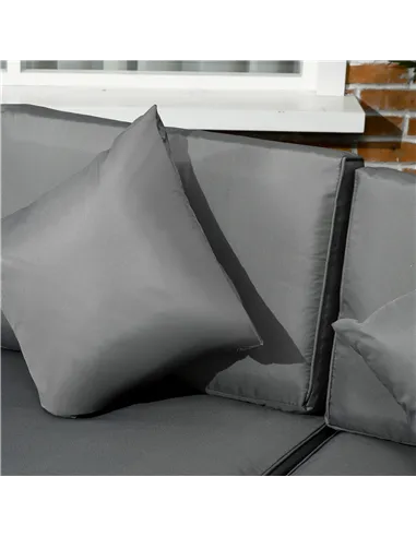 Outsunny 8 Pieces PE Rattan Corner Sofa Set, Outdoor Garden Furniture Set, Patio Wicker Sofa Seater w/ Cushion, Washable Cushion