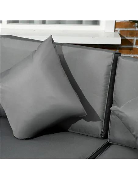 Outsunny 8 Pieces PE Rattan Corner Sofa Set, Outdoor Garden Furniture Set, Patio Wicker Sofa Seater w/ Cushion, Washable Cushion