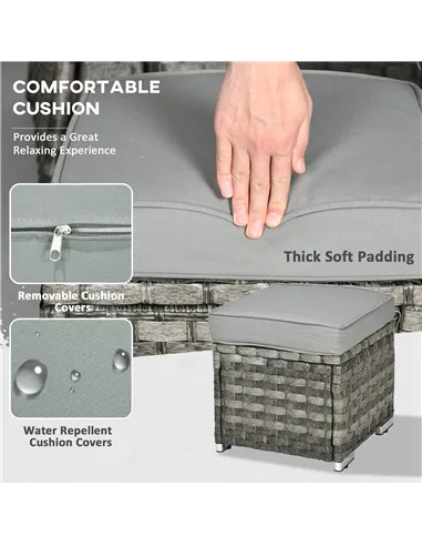 Outsunny Seven-Piece Firepit Table Rattan Sofa Set - Grey