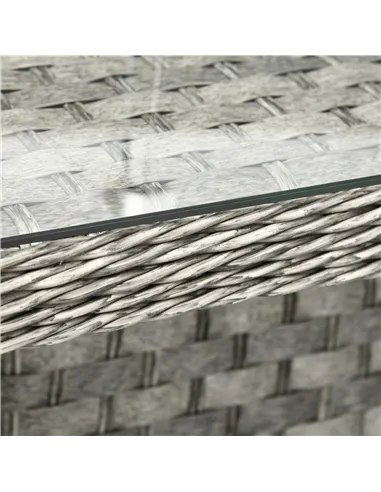 Outsunny Seven-Piece Firepit Table Rattan Sofa Set - Grey