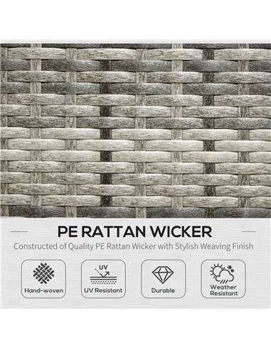 Outsunny 7-Seater Patio wicker Sofa Set Rattan Chair Furniture w/ Glass & Cushioned, Dark Blue