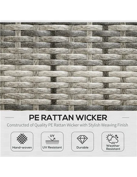 Outsunny 7-Seater Patio wicker Sofa Set Rattan Chair Furniture w/ Glass & Cushioned, Dark Blue