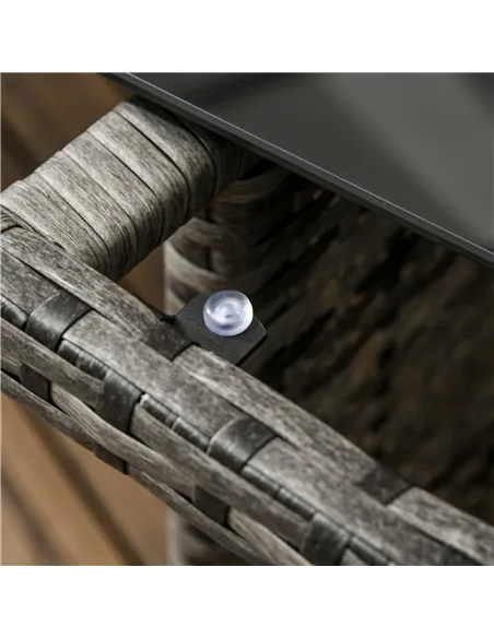 Outsunny 7-Seater Patio wicker Sofa Set Rattan Chair Furniture w/ Glass & Cushioned, Dark Blue