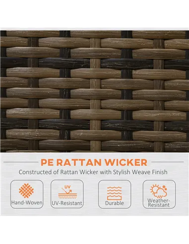 Outsunny Four-Piece Rattan Sofa Set, with Storage Table - Orange/Brown