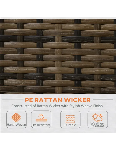 Outsunny Four-Piece Rattan Sofa Set, with Storage Table - Orange/Brown