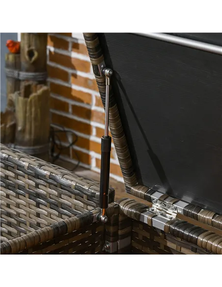 Outsunny Four-Piece Rattan Sofa Set, with Storage Table - Orange/Brown