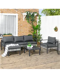 Outsunny Six-Piece Rattan Garden Sofa Set - Dark Grey 2
