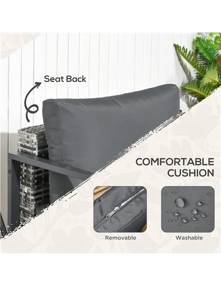 Outsunny Six-Piece Rattan Garden Sofa Set - Dark Grey