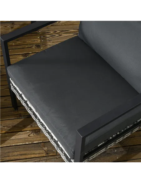 Outsunny Six-Piece Rattan Garden Sofa Set - Dark Grey