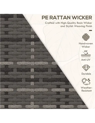 Outsunny 2 Seater Patio Rattan Chaise Lounge Sofa Set with Fabric Cushion, Grey and Brown