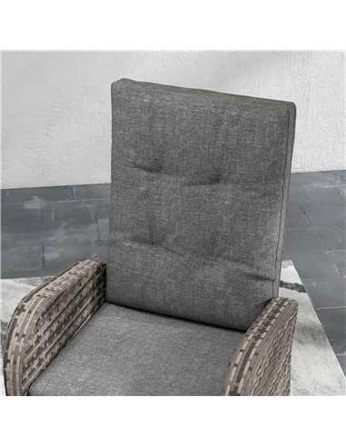 Outsunny 2 Seater Patio Rattan Chaise Lounge Sofa Set with Fabric Cushion, Grey and Brown