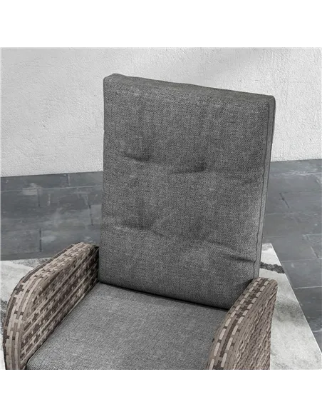 Outsunny 2 Seater Patio Rattan Chaise Lounge Sofa Set with Fabric Cushion, Grey and Brown