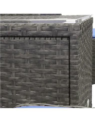 Outsunny 5 Pieces PE Rattan Garden Furniture Set, Wicker Outdoor Sofa Set w/ 2 Armchairs 2 Stools Glass Top Table Cushions, Blue