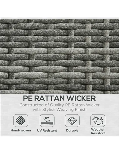 Outsunny 3 Pieces PE Rattan Garden Furniture Set with 10 cm Thick Cushions, 4 Seater Garden Corner Sofa Set with Glass Top Coffe