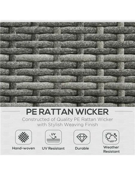 Outsunny 3 Pieces PE Rattan Garden Furniture Set with 10 cm Thick Cushions, 4 Seater Garden Corner Sofa Set with Glass Top Coffe