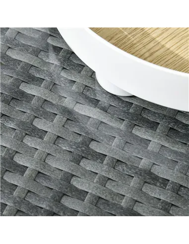 Outsunny 3 Pieces PE Rattan Garden Furniture Set with 10 cm Thick Cushions, 4 Seater Garden Corner Sofa Set with Glass Top Coffe